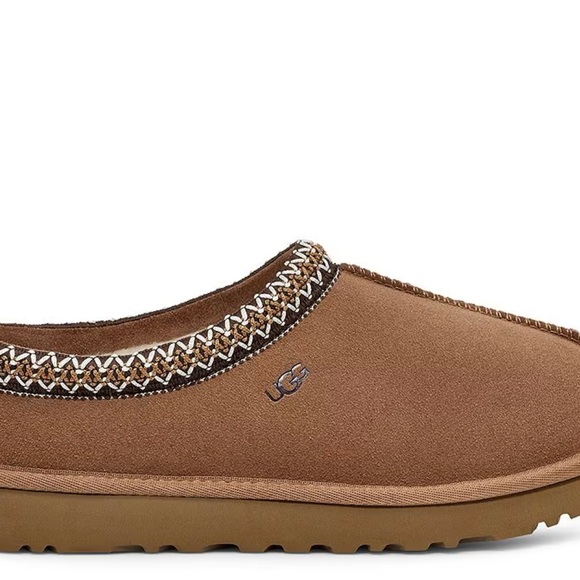 UGG Brown Cozy Suede Slippers with Knitted Trim - Picture 3 of 12